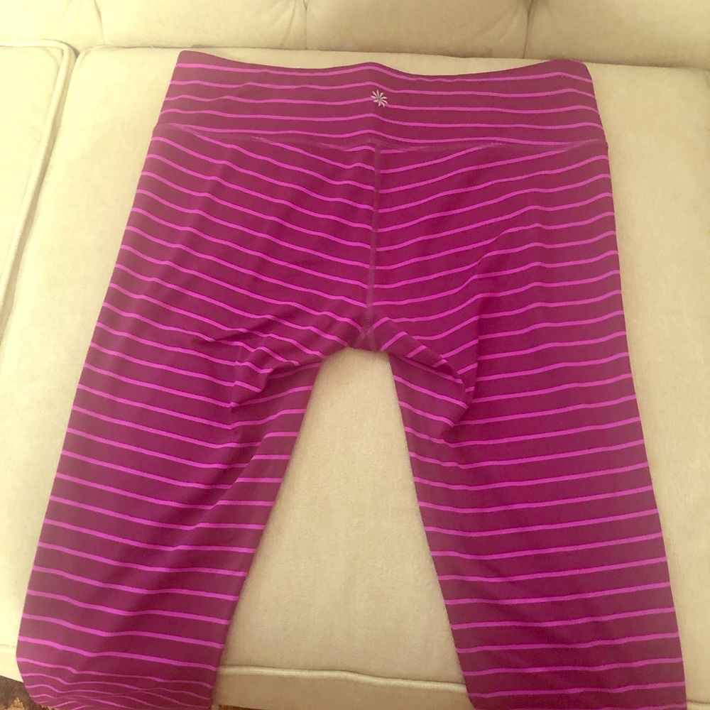 Athleta Tights - Size Lg - Purple w\ pink stripes